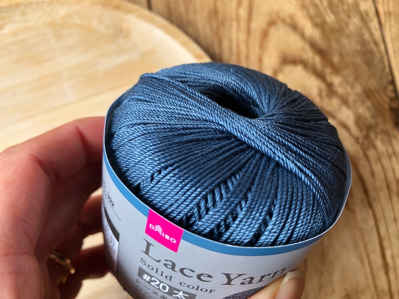 レース糸ソリッド　＃20太　アイアンブルー（Col No.392）の色合い
