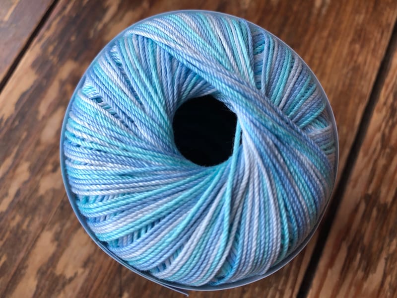 レース糸ミックス　＃20太　アクア（Col No.366）の色合い