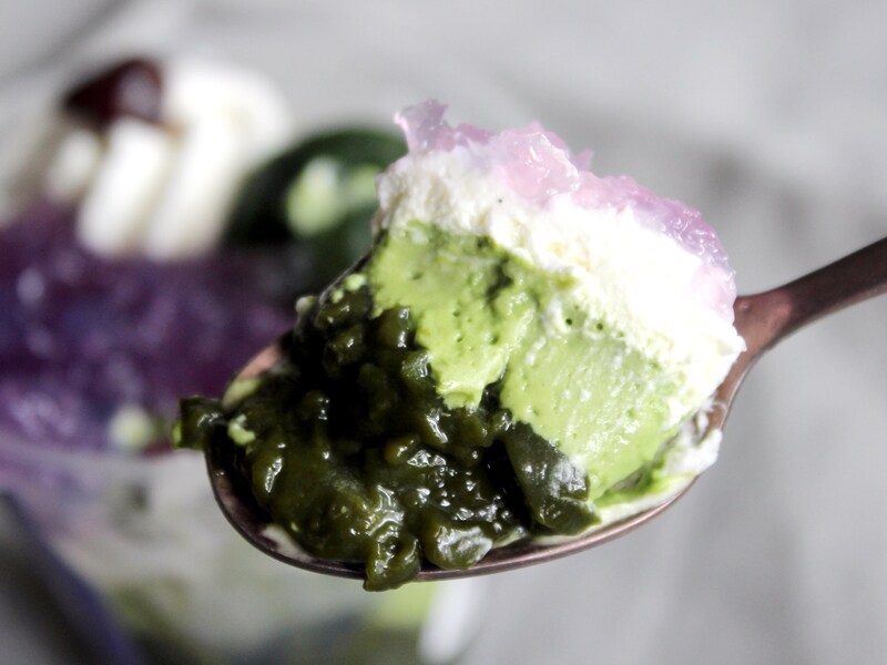 セブン‐イレブン「宇治抹茶のパフェ　あじさい色のレモンゼリー」