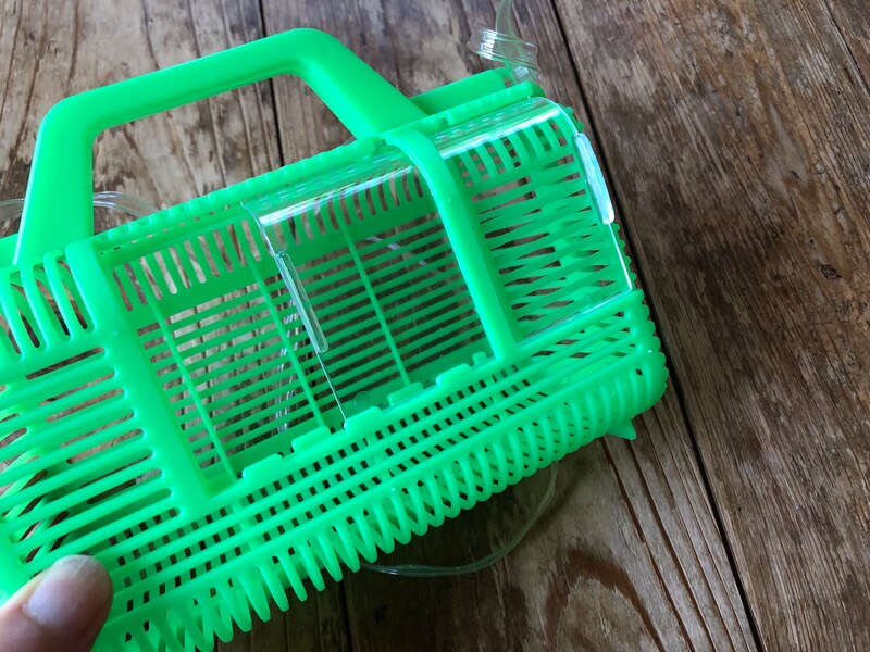 ダイソーの「虫かご（角型）」のレンズカバーはスライドで開けられる