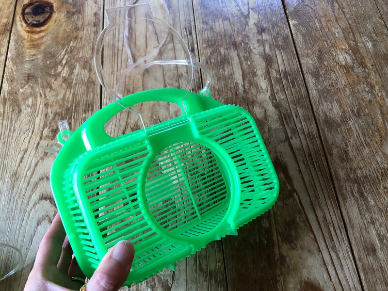 ダイソーの「虫かご（丸型）」のレンズカバーは上に開ける