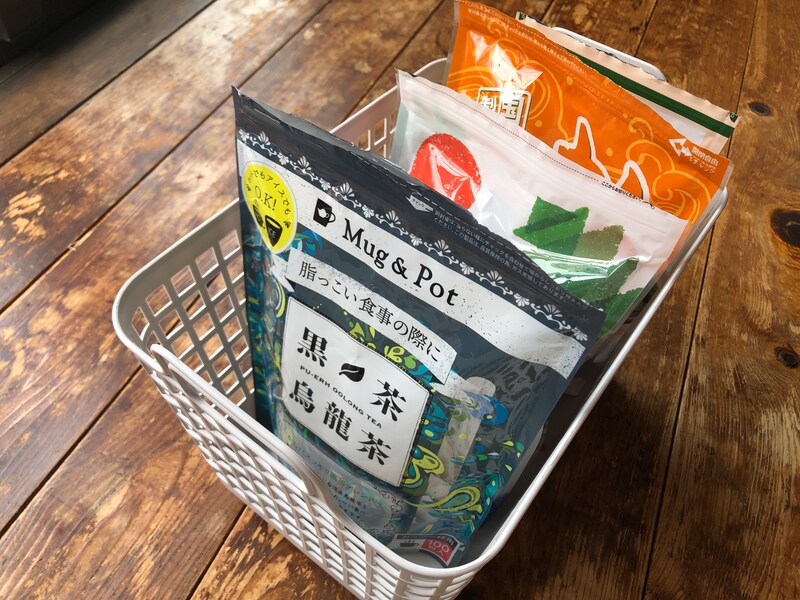 ダイソーの「ソフトバスケット」には大袋タイプの食品も入る