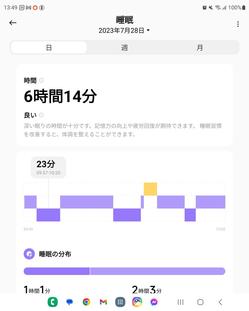アプリで睡眠データを表示