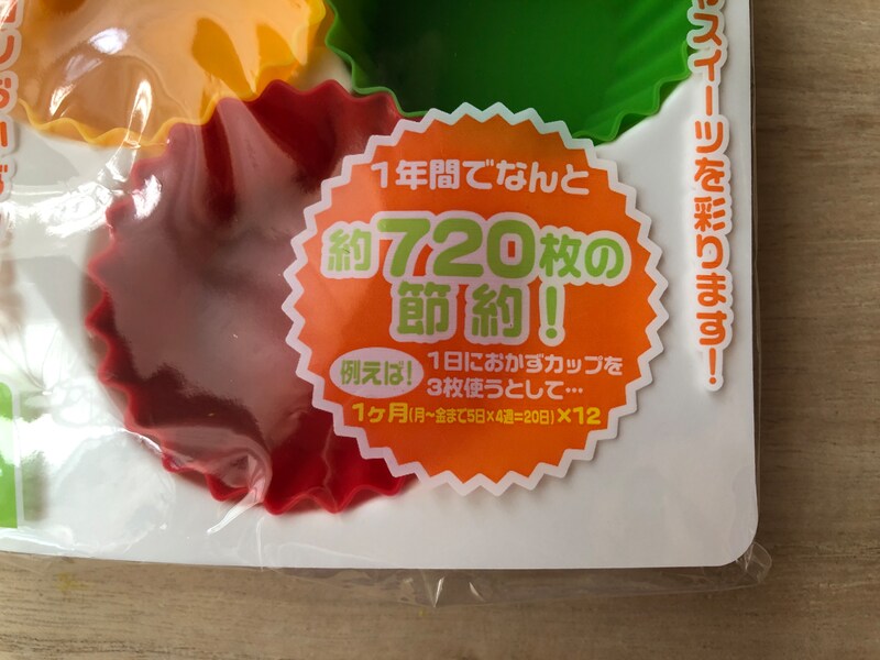 シリコーンカップを使えば1年間で約720枚のおかずカップが節約できる
