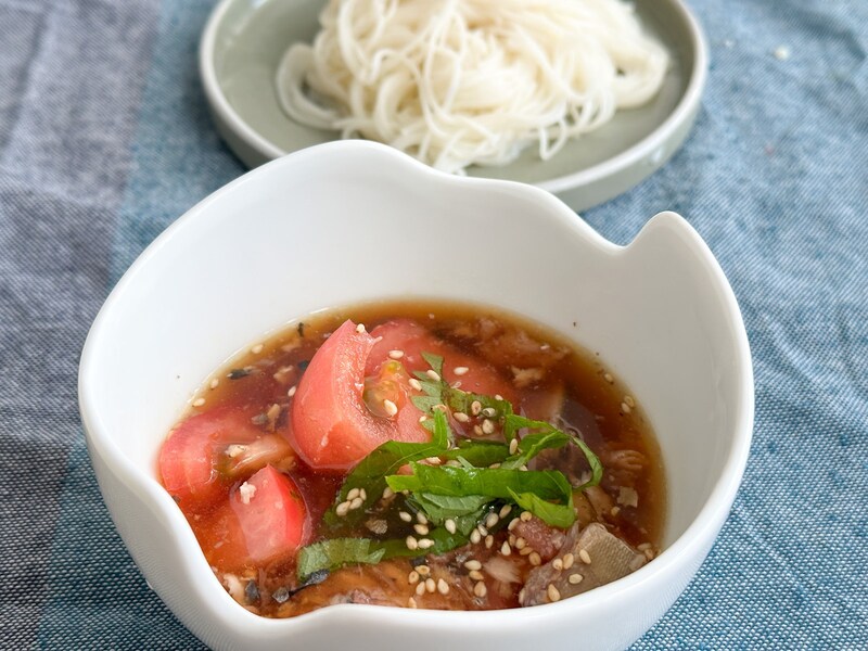 めんつゆアレンジレシピ2： サバトマトつゆ