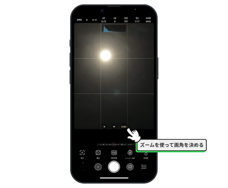 ズームで画角を決める
