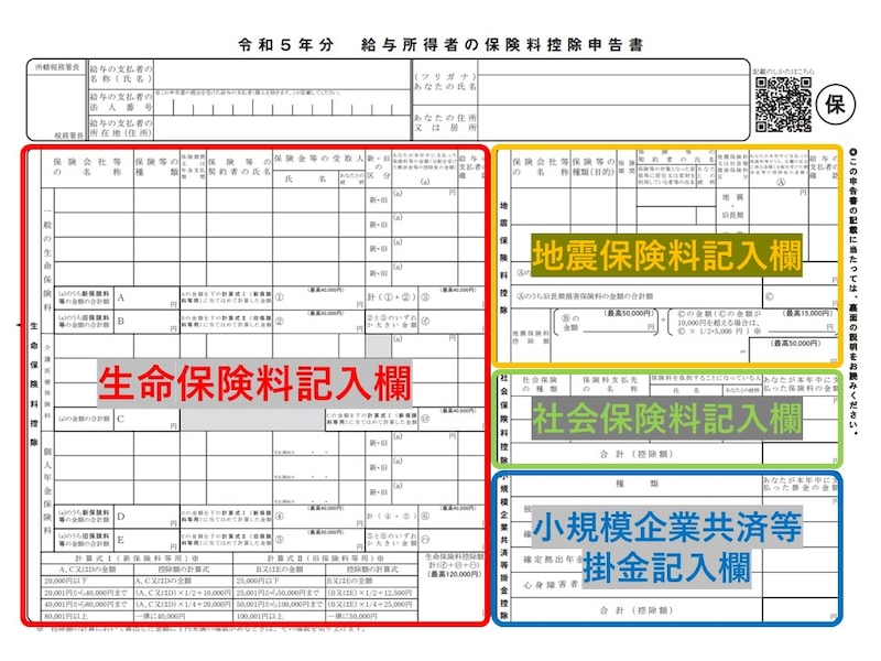 給与所得者,保険料控除申告書