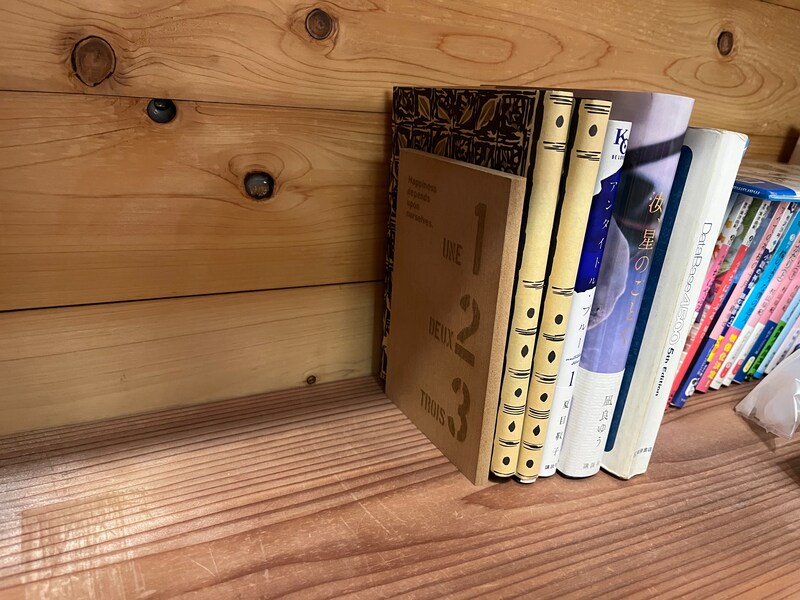 セリアの「木製ブックスタンド」は高さがあるので、背の高い本でも支えられる