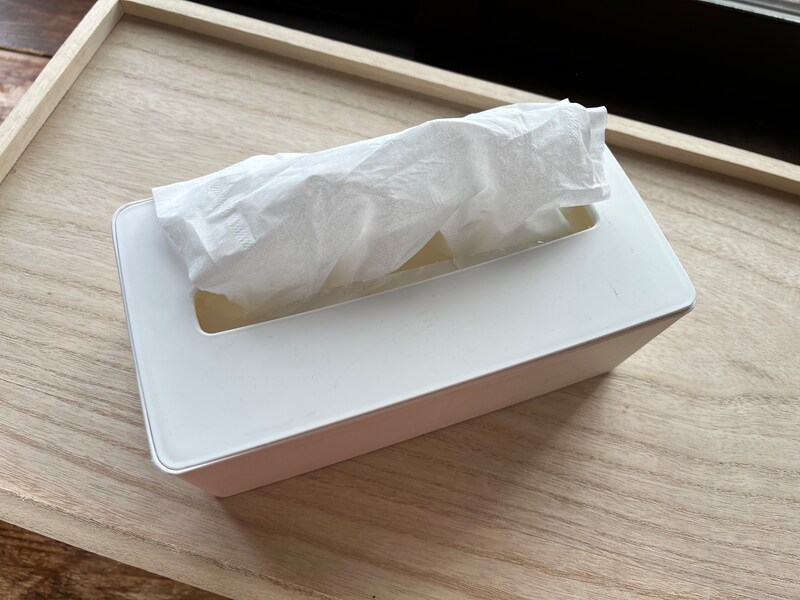 セリアの「ソフトパックティッシュケース　ホワイト」