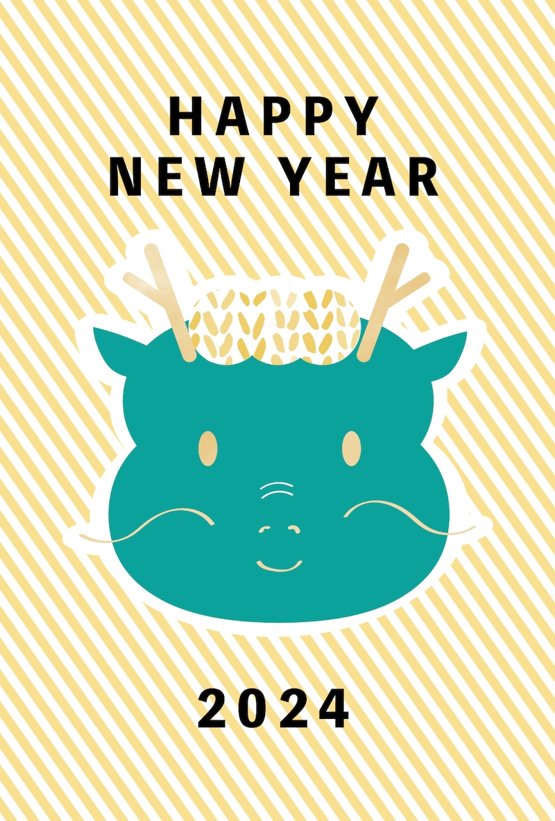イラスト,年賀状,干支,辰,龍,テンプレート,無料素材