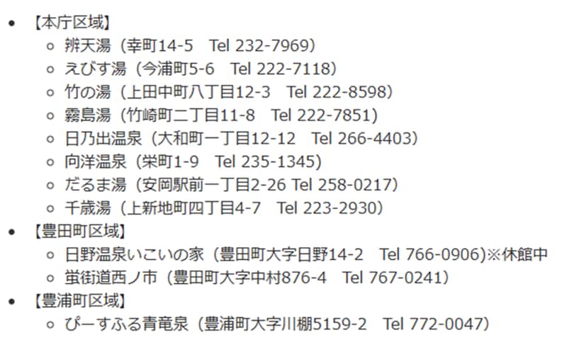 出典：下関市「高齢者銭湯等利用助成（いきいきシルバー銭湯デー）」利用施設 (shimonoseki.lg.jp)