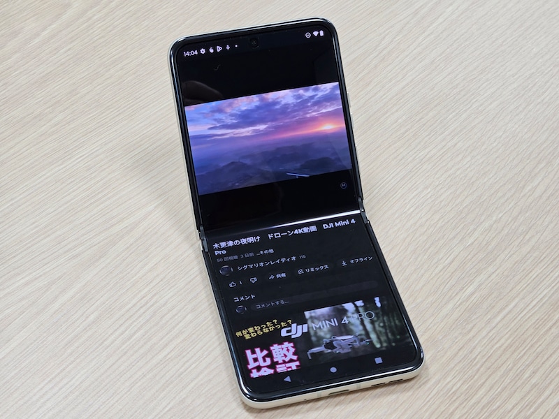 フレックスビュースタイルでYouTubeを再生している様子