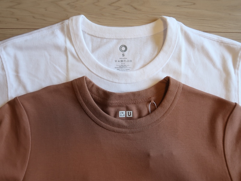ファミマのほうが薄手なものの、首もとのつくりも似ている印象です