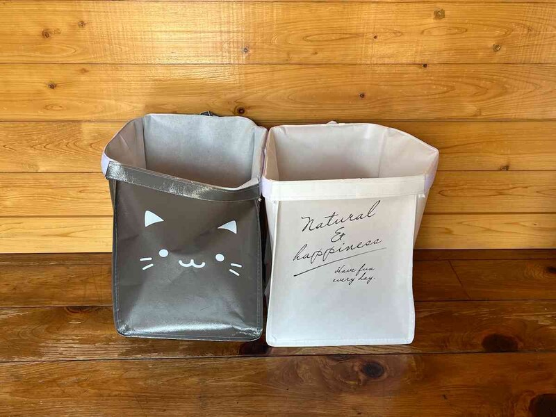 セリアの「折りたたみランドリーBOX」は洗濯物を分けて入れられる