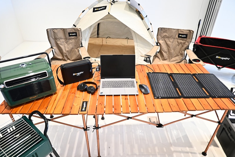 キャンプでの利用例(BougeRV JuiceGo発表会)