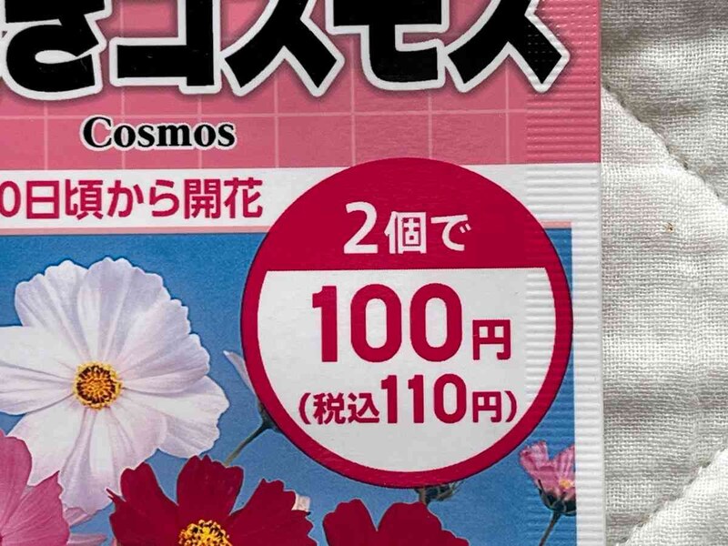 ダイソーの「種」は2個で110円（税込）の場合もある