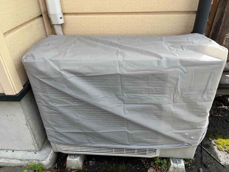 セリアの「エアコン用室外機カバー」を室外機につけてみる