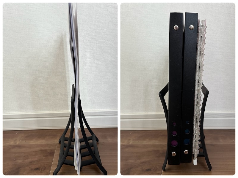 薄いクリアフォルダも挟むことができる