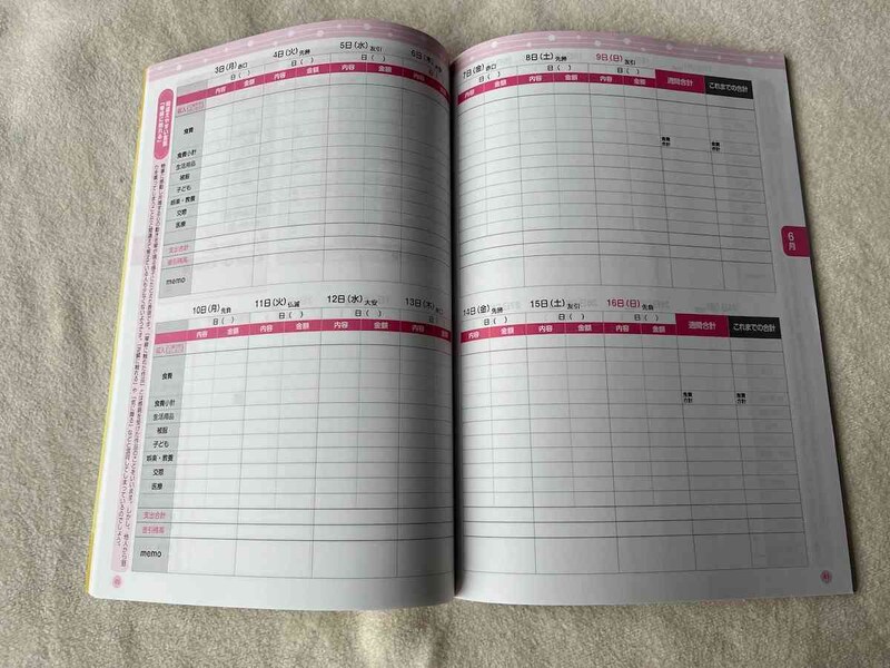 ダイソーの「かんたん！らくらく家計簿2024年」は日ごとに記入できる