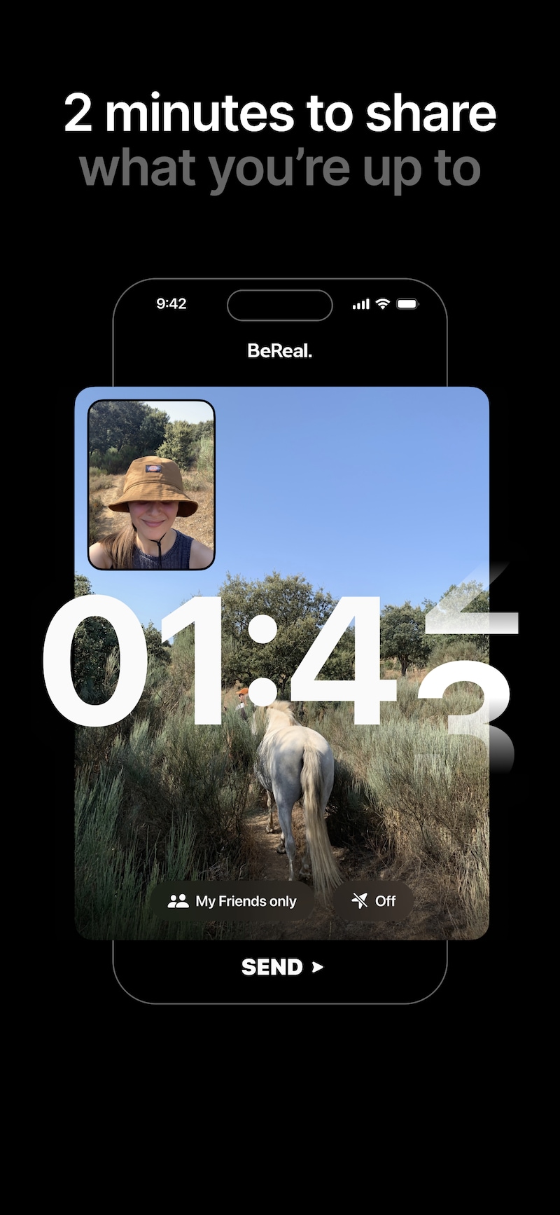 通知から2分以内に前後カメラで撮影した写真を投稿する「BeReal.」