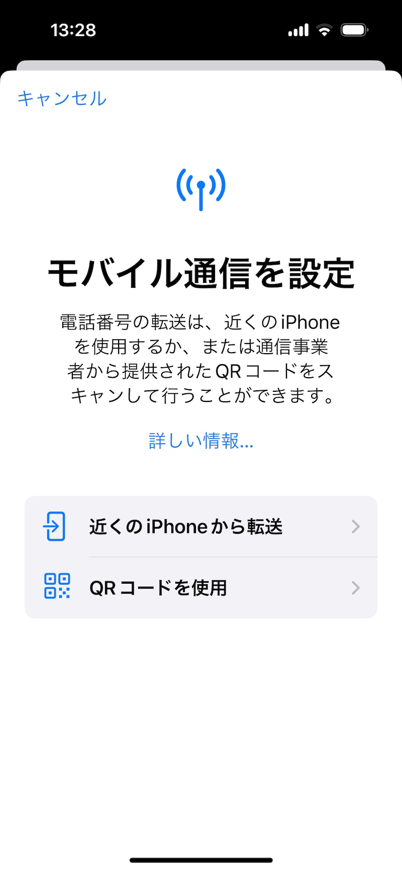 iOSのeSIM設定画面