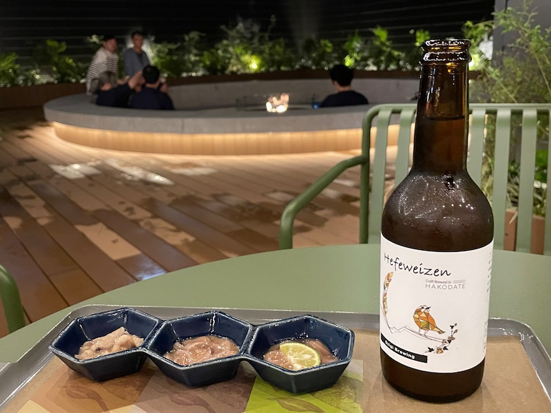 晩酌セット（クラフトビール＋イカの塩辛3種　1500円税込）