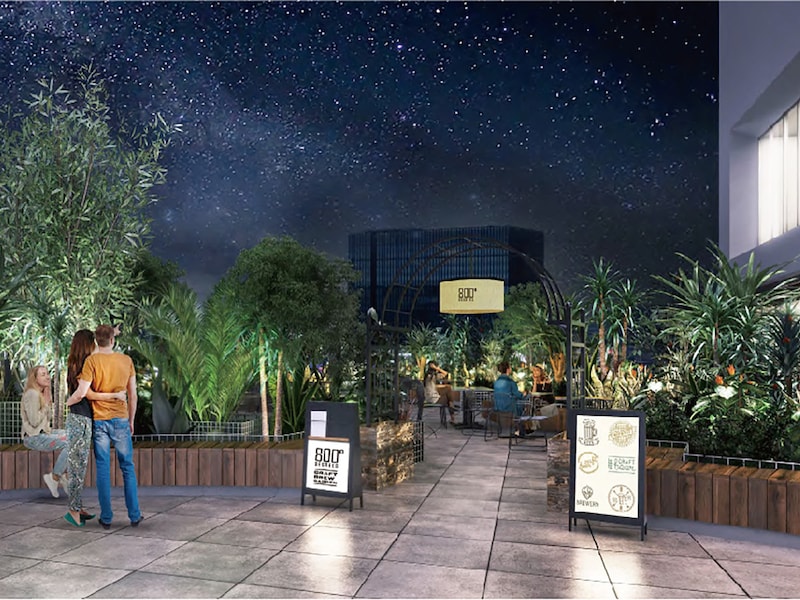 NEWoMan横浜 6階のガーデンに期間限定でオープンする「800°DEGREES CRAFT BREW GARDEN」（イメージ、提供画像）