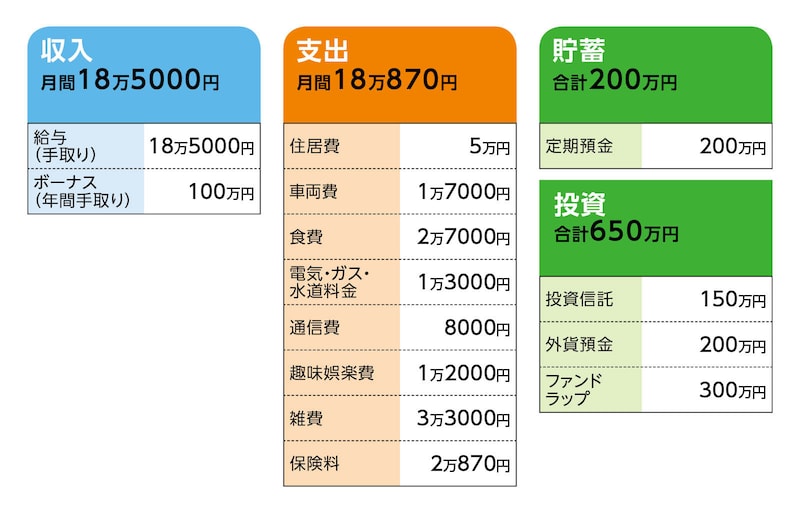 相談者「ゆきちゃんこ」さんの家計収支データ