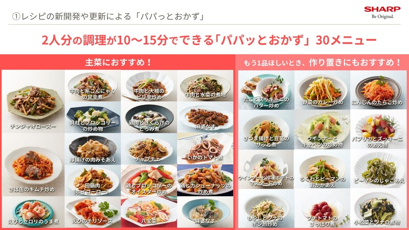 新たに搭載した「パパッとおかず」30メニュー