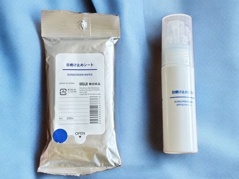 無印良品「日焼け止めシート」と「日焼け止めミスト」