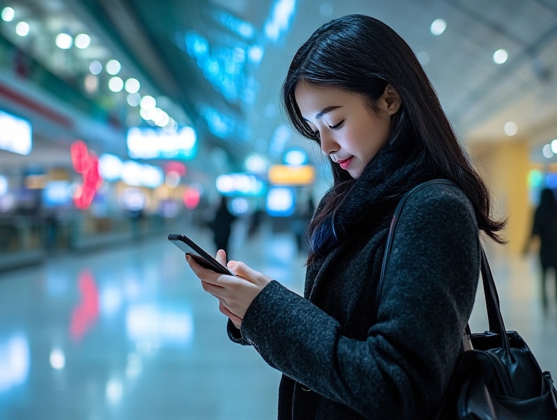 スマホを操作する女性