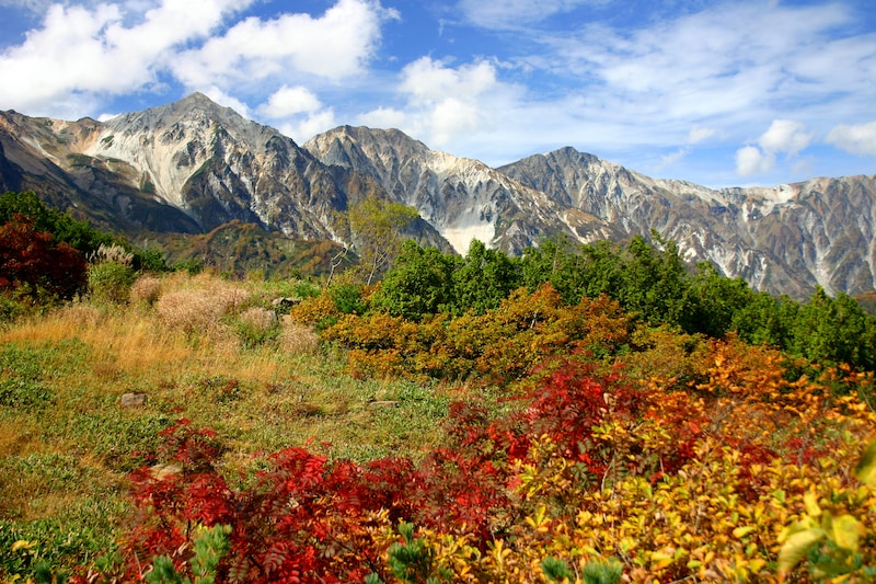 三段紅葉の白馬三山