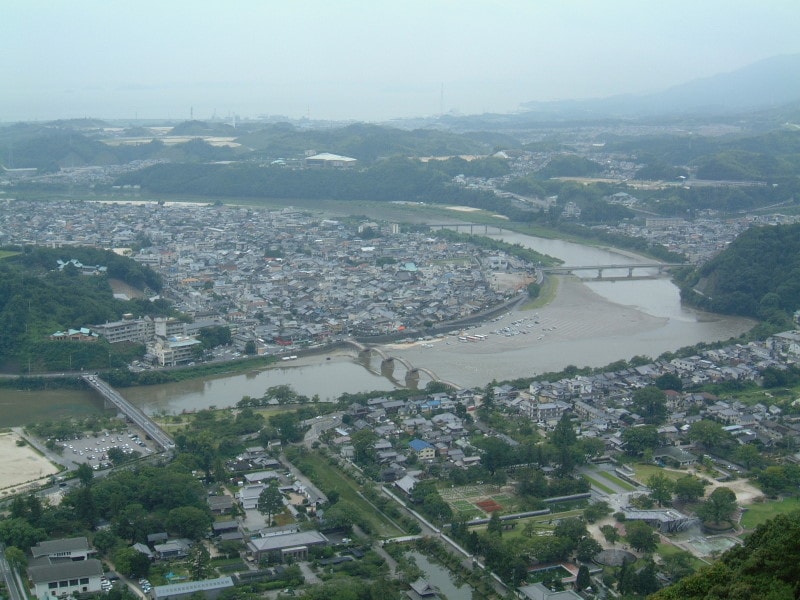 岩国城天守閣からの眺め(1)/錦川と安芸灘
