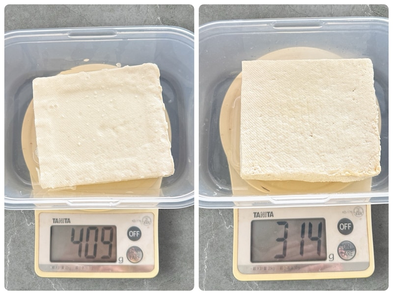 電子レンジを使った豆腐の水切りの結果