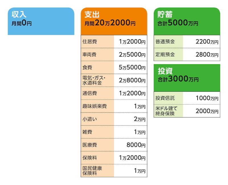 相談者「A」さんの家計収支データ