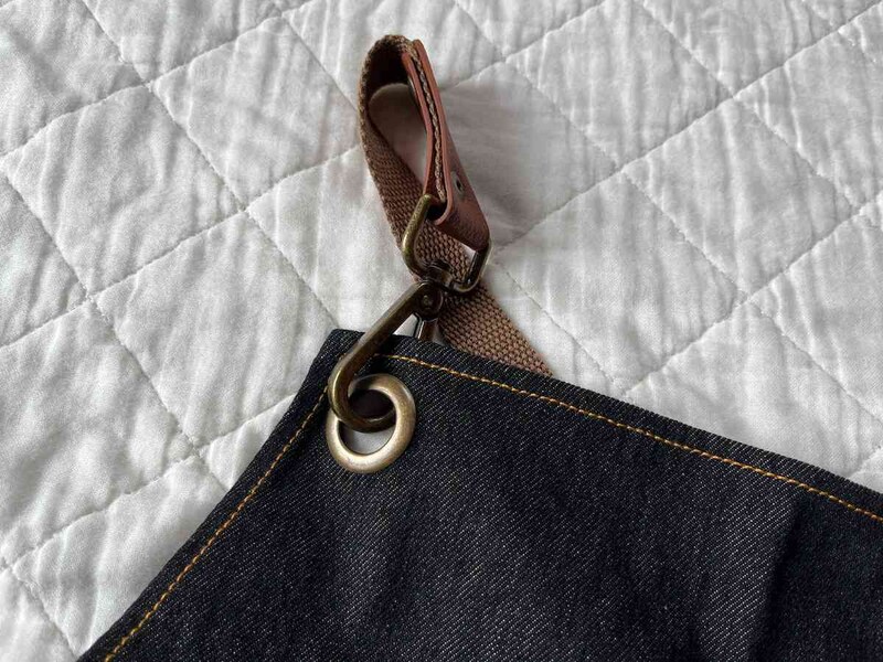 ワークマンの「コーデユラ(R)デニムマルチエプロン胸付き」の金具