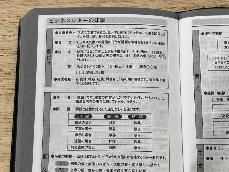 ビジネスレターのマナーや税の豆知識なども書かれている