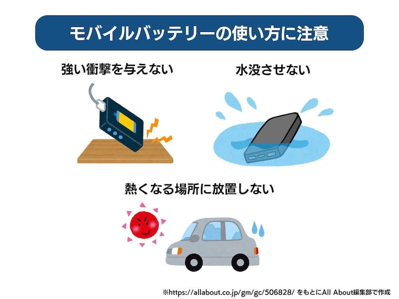モバイルバッテリーを使う上で注意したい3つのこと