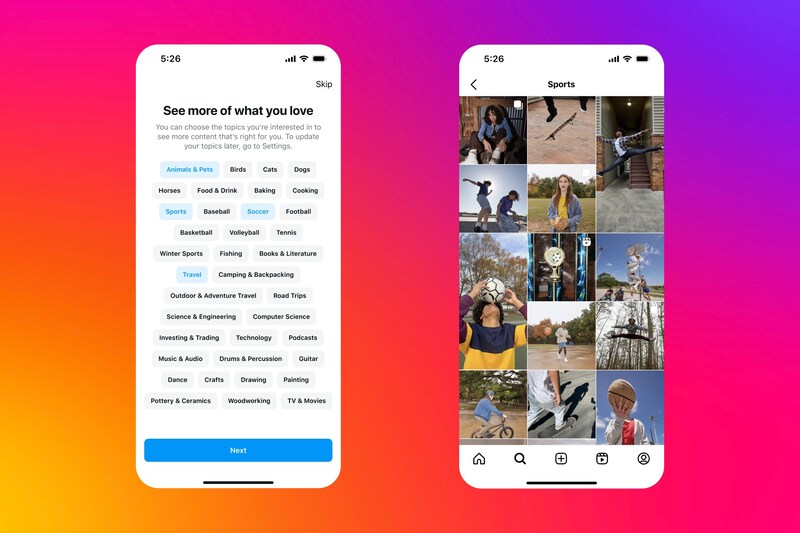 Instagramの「ティーンアカウント」の画像例