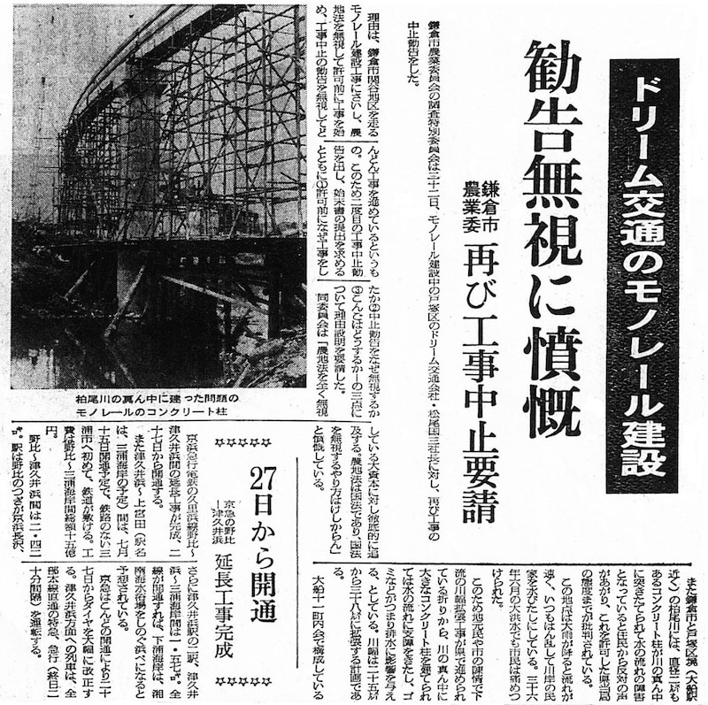 1966(昭和41)年3月23日付神奈川新聞記事「勧告無視に憤慨」