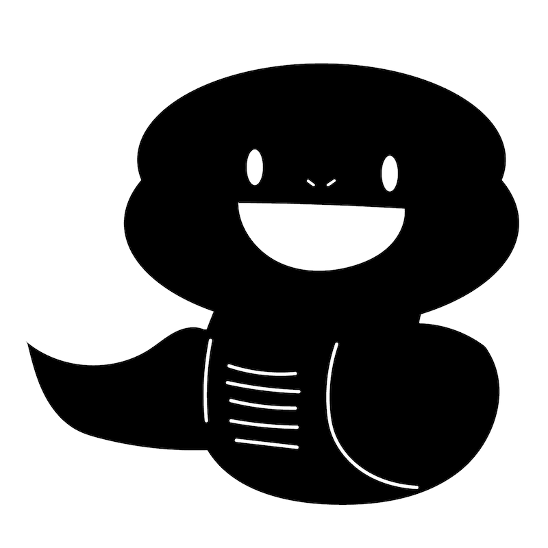 ヘビのイラスト（モノクロ）