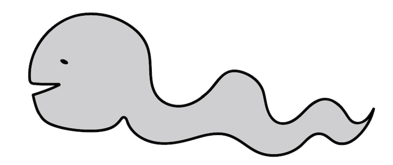 ゆるいタッチのヘビのイラスト（モノクロ）