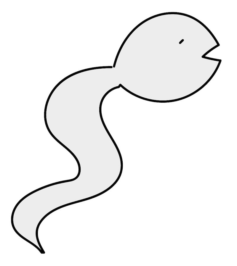 ゆるいタッチのヘビのイラスト（モノクロ）