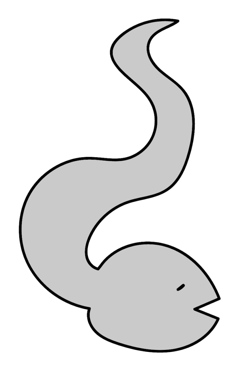 ゆるいタッチのヘビのイラスト（モノクロ）