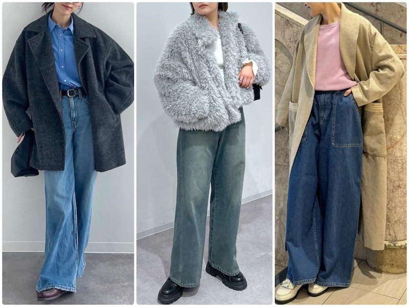 ブルーのワイドデニムでつくる40代女性におすすめコーデをご紹介します