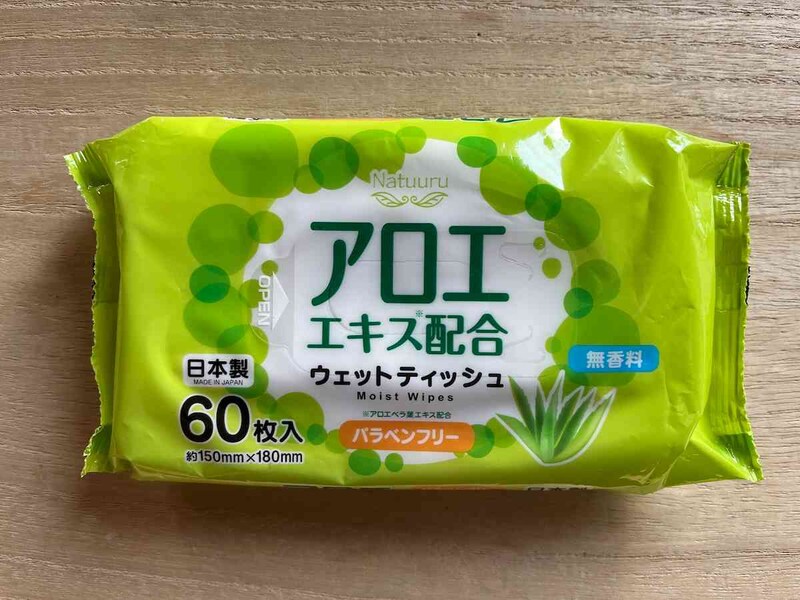 セリアの「アロエエキス配合ウェットティッシュ」