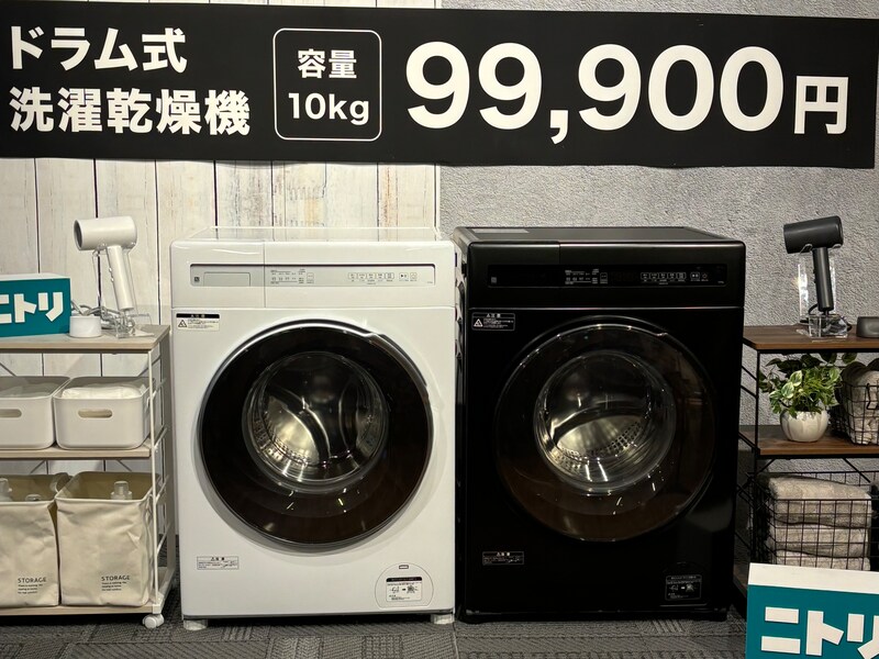 容量10kgのドラム式洗濯乾燥機はホワイトとブラックの2色展開