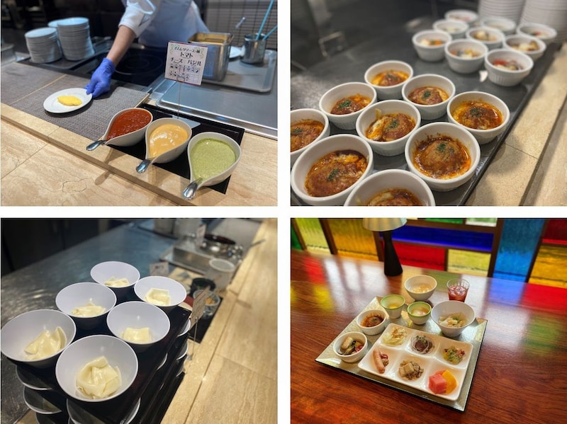 ハンブルバーグステーキのチーズ焼きやひもかわうどんなどドイツと群馬の名物料理も並ぶ