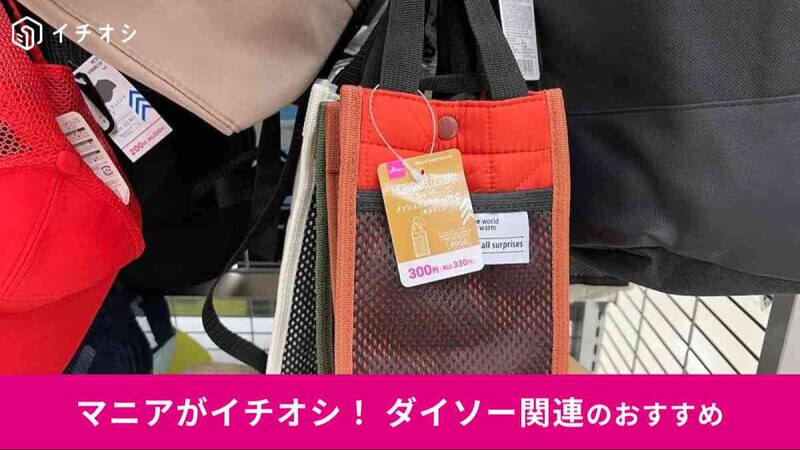 ダイソーのサコッシュとして使える「キルトメッシュショルダーバッグ」