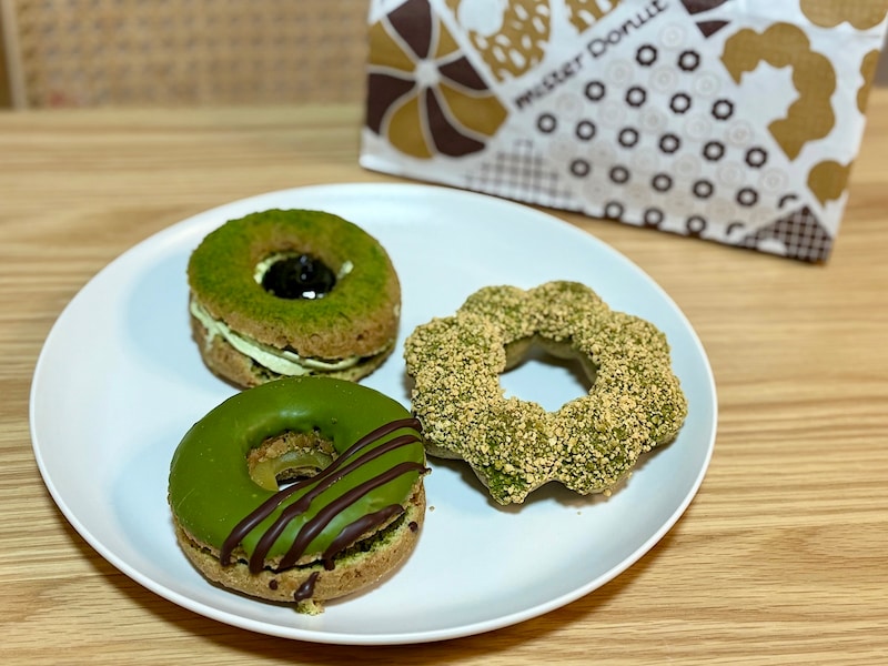 すべて「ミスド」の期間限定商品。祇園辻利の濃厚な宇治抹茶を満喫できます